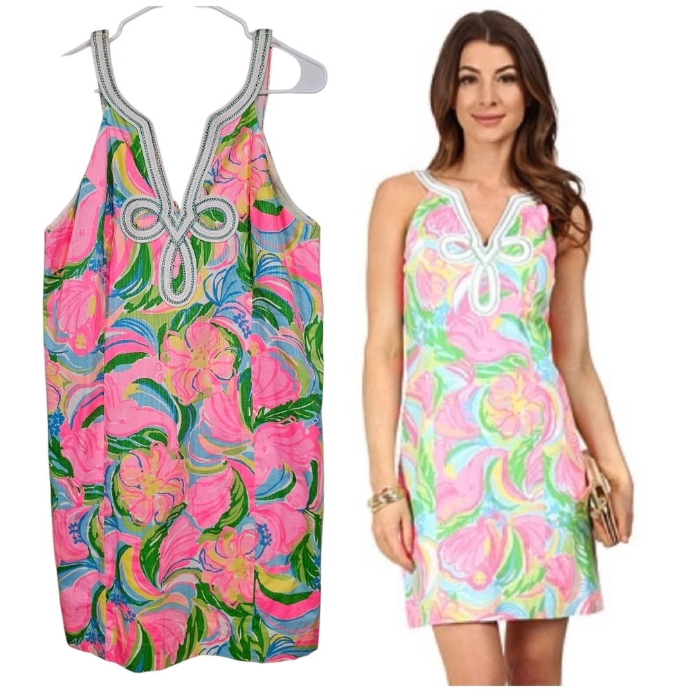 Lilly Pulitzer Tesse Shift Plus Size Floral Tropical Neon Dress